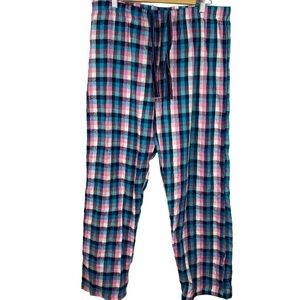 Sandra & Tiffany Flannel Plaid Pajama Bottoms XL Blue Pink